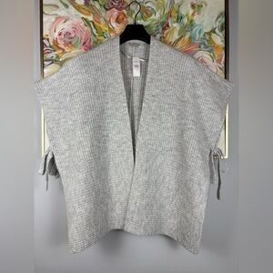 LOFT Ribbed Gray Knit Open Poncho Sweater Vest XS/S NWT